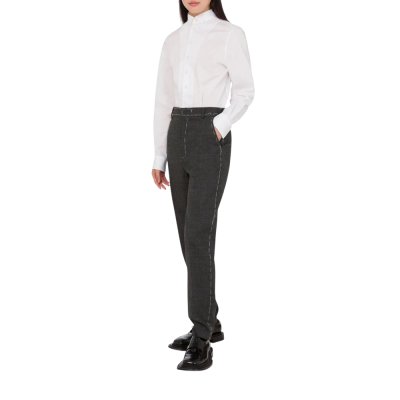 THE EMBROIDERED WOOL CANVAS PANTS